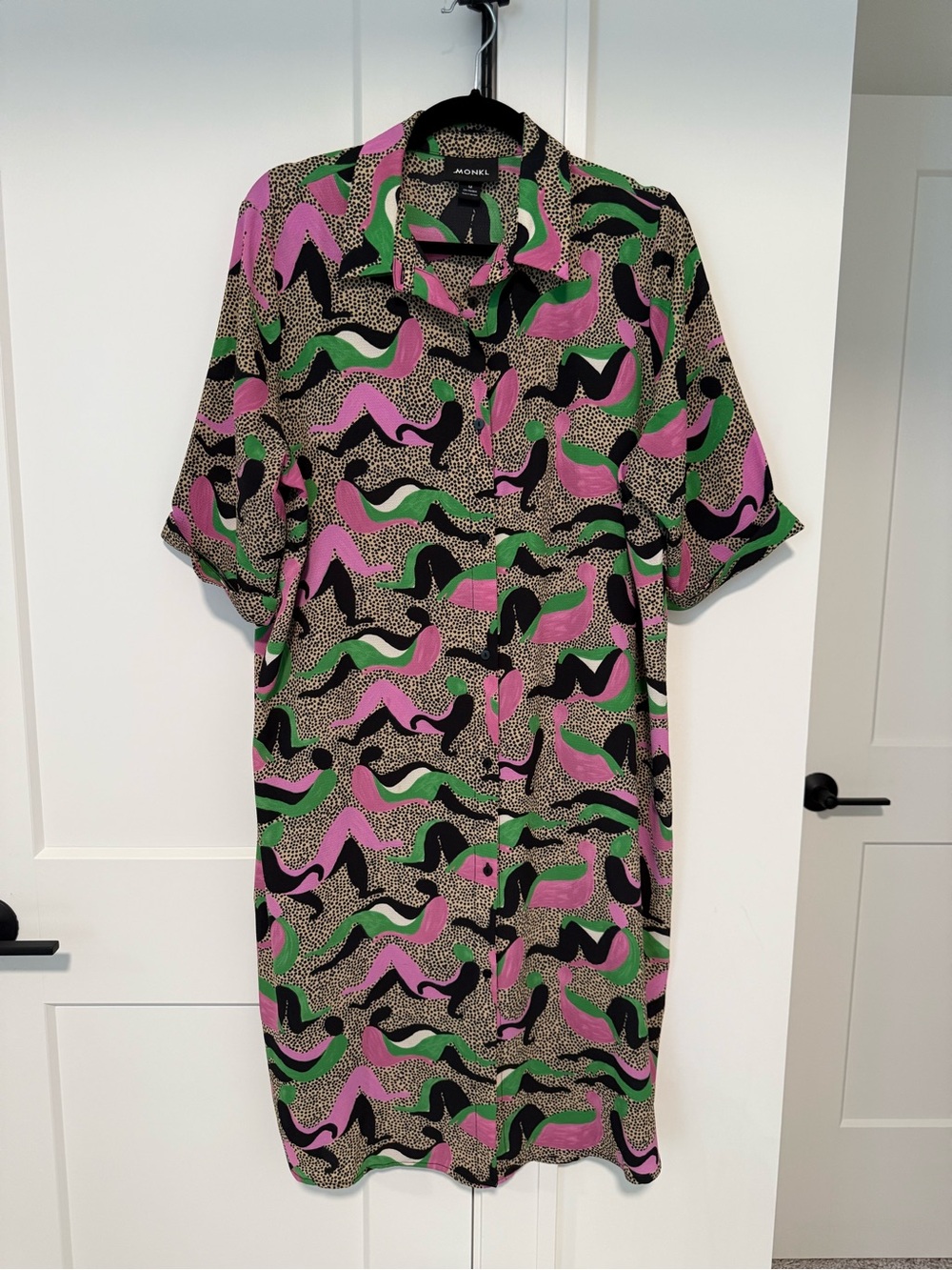 MONKL | Pink & Green Abstract Shirt Dress
